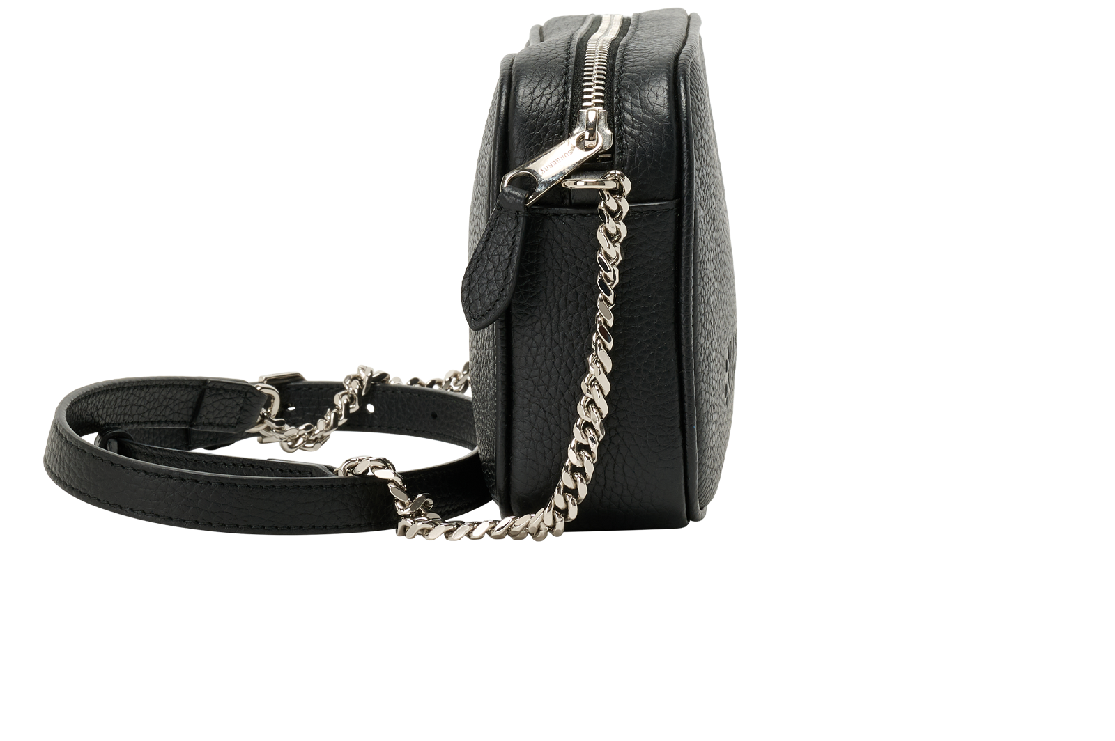 Long Camera Bag, &pound;390, Handbags, Black, Leather, Side view